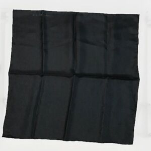 ROBERT TALBOTT MENS SCARF BLACK SILK POCKET SQUARE HANDKERCHIEF